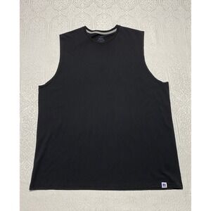 Russell Athletic Mens Sleeveless Muscle T-Shirt Black XXL Cotton Blend Sport Top